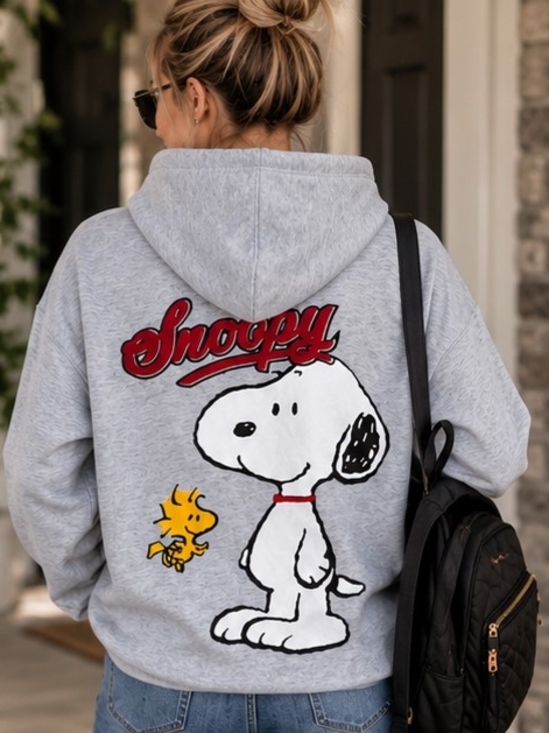 Peanuts Tops - Peanuts Snoopy Woodstock Graphic Hoodie – Gray Pullover Size S Womens